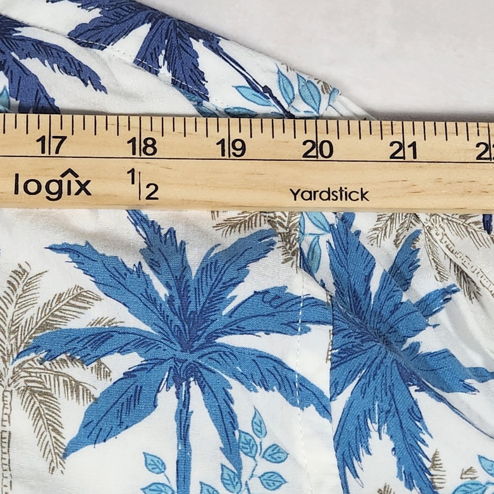 Campia Moda Hawaiian‎ Shirt Mens XL White Blue Rayon Palm Tree Tropical Aloha - Picture 7 of 10